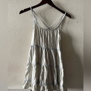 Light Blue Billabong Spaghetti Strap Blouse w Ruffles